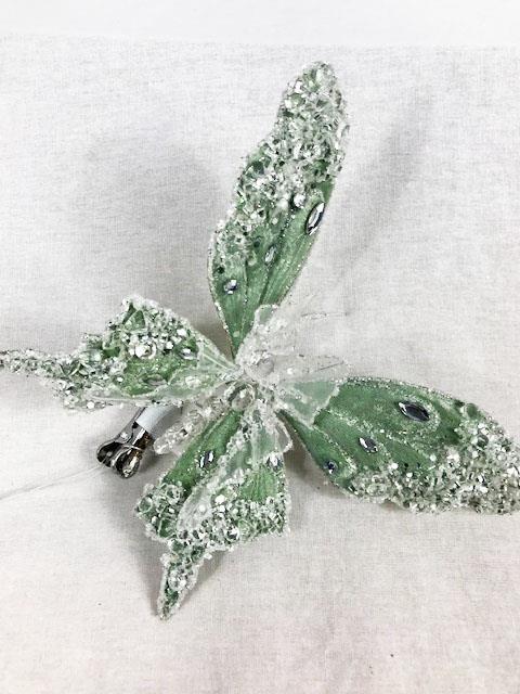 8.5" Green Icy Butterfly w/ Clip