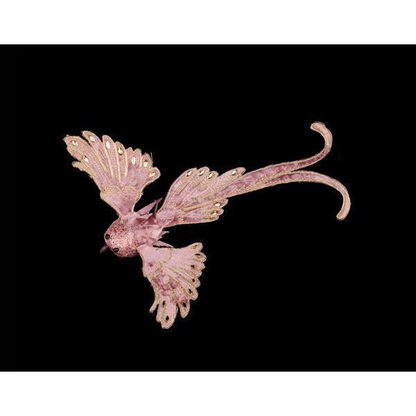 9.5" Pink Bird Velvet Flying w/ Clip