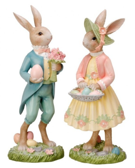 Set/2 16" Dressed Bunnies Resin
