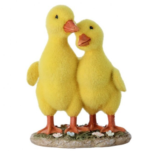 6.5" Duck Couple Flocked Yellow Resin