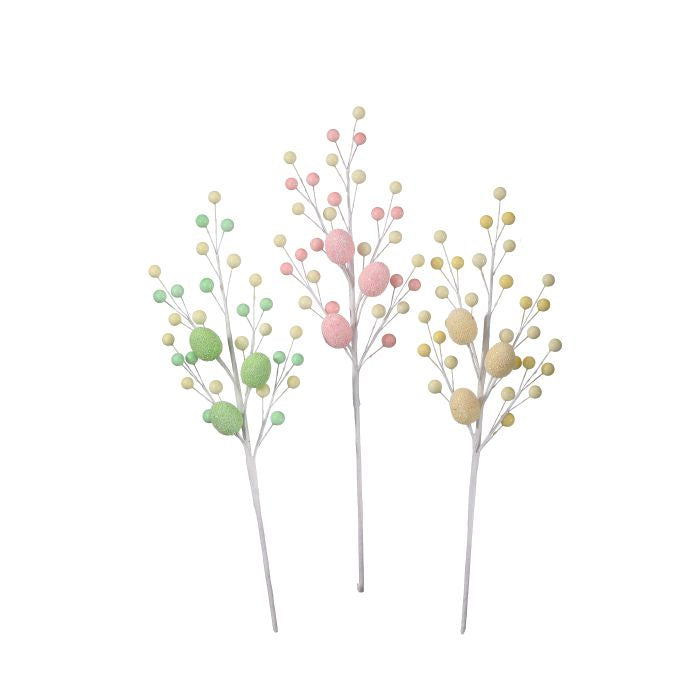 Egg and berry spray with clustered spring detail.