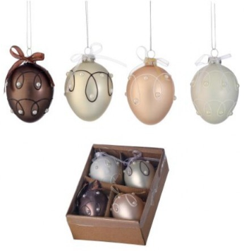 Box/4 3" Pearl Eggs Ornaments