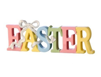 10" Easter Sign w/ Bow Resin