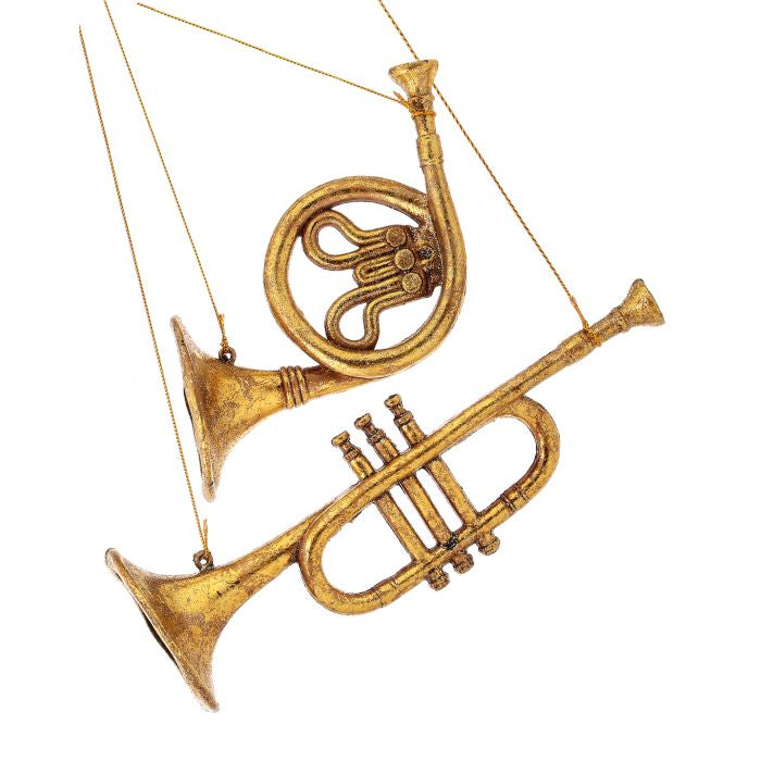 9 inch Gold Horn Instrument Ornament
