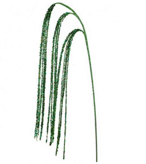 Green sequin spray with a tall sparkling stem.