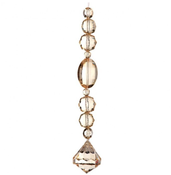 Clear acrylic crystal jewel drop ornament with a faceted form.