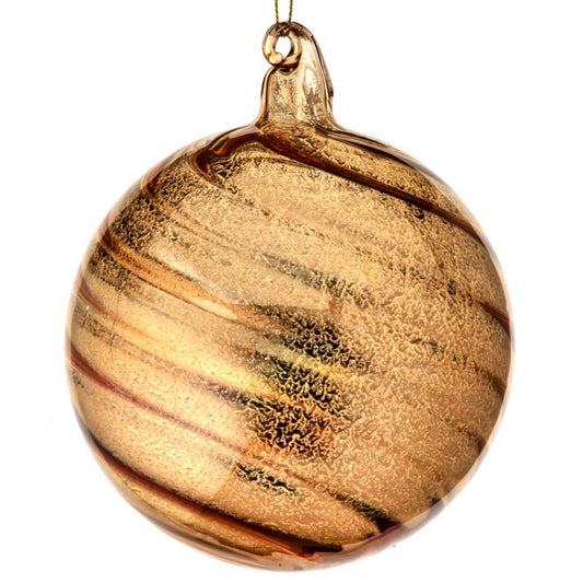 Gold glass ball ornament at 120 millimeters.