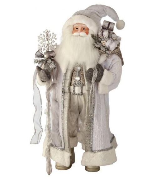 36" Winter Santa White Silver