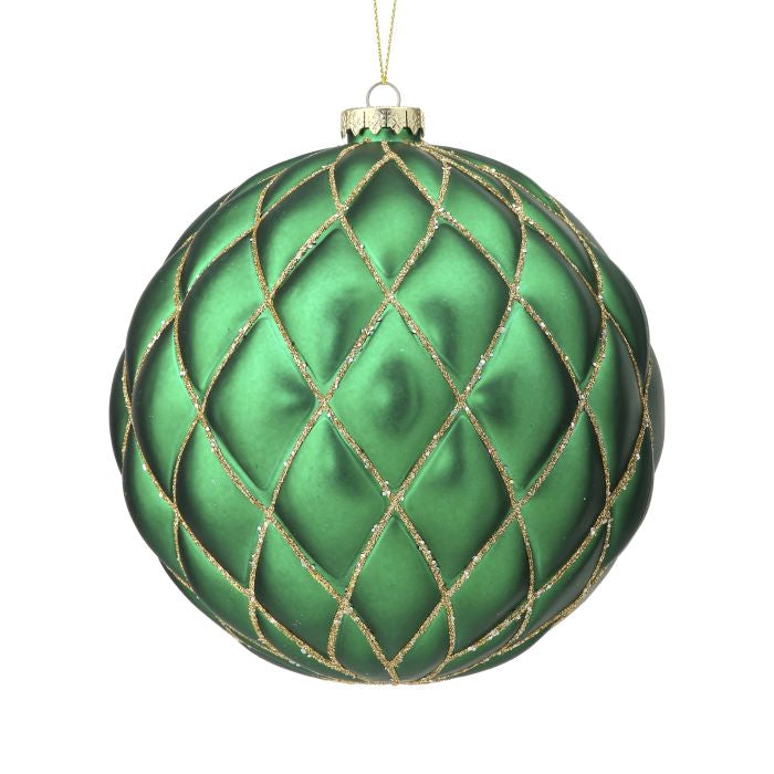 Green gold ball ornament in an oversized 150mm scale.
