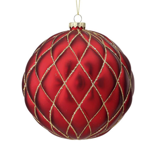Red and gold ball ornament, 150mm.