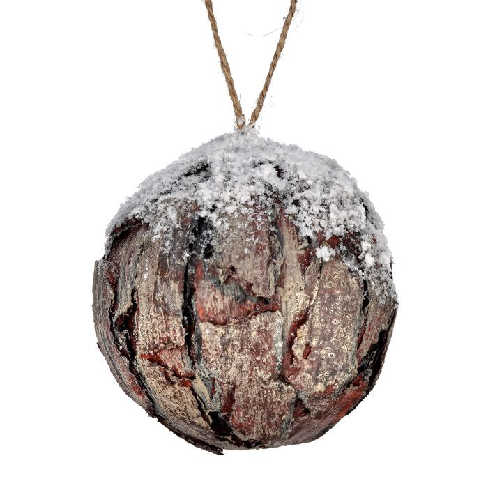4 inch Snow Bark Ball Ornament