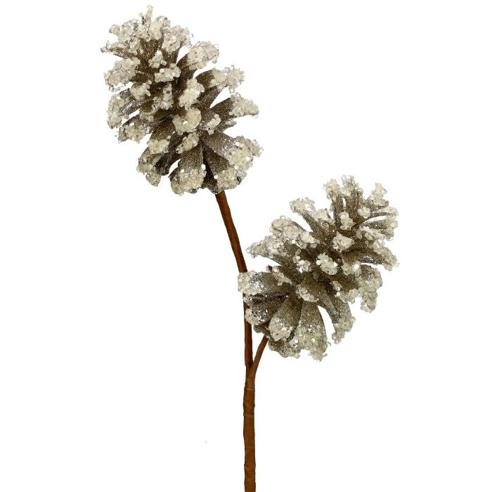 24 inch Pinecone Frosted Spray Platinum