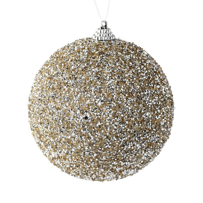 4 inch Gold Silver Beaded Ball Ornament