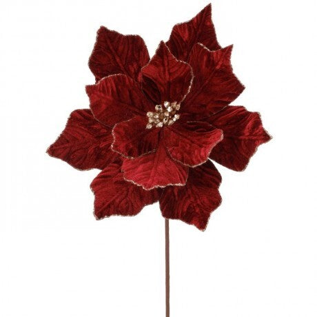 24” Rich Velvet Burgundy Poinsettia Stem