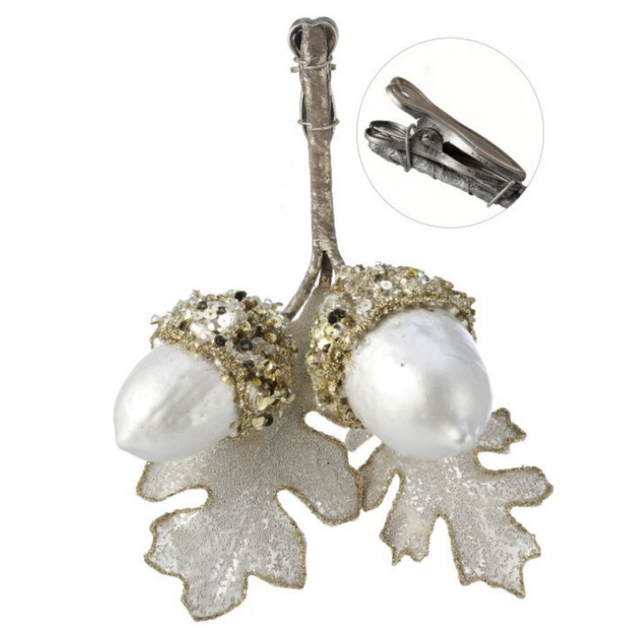Ivory glitter holiday decor for holiday decorating