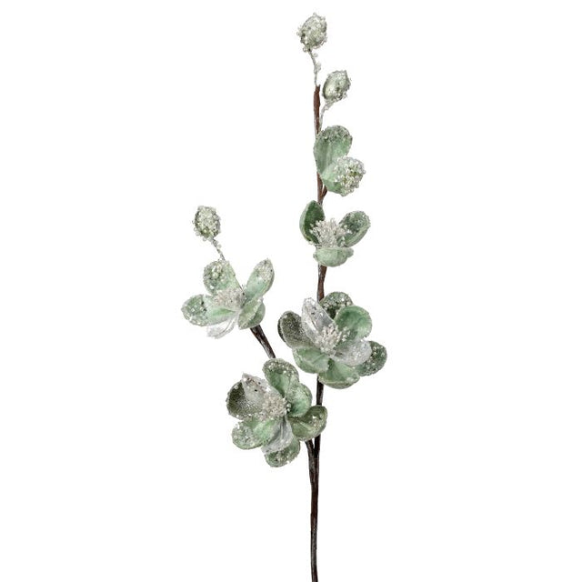Mint magnolia stem with crystal encrusted blooms.