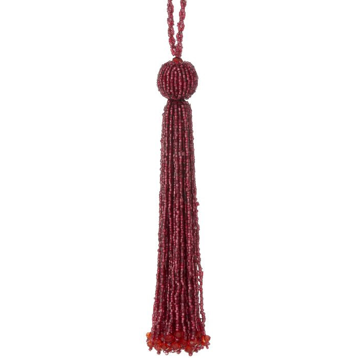 8 inch Tassel Burgundy Beaded Ornament