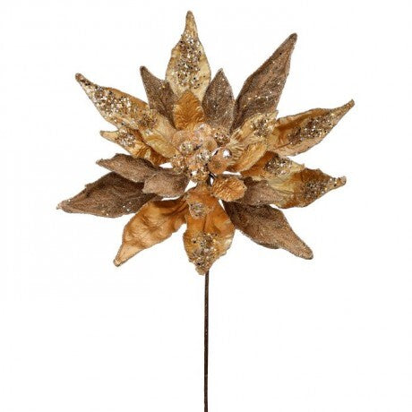 24" Jewel Poinsettia Champagne Glitter