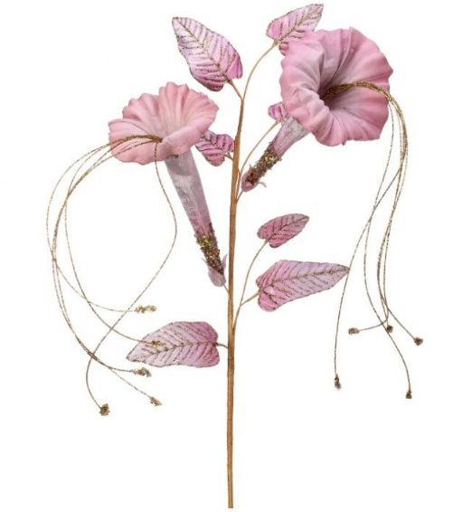 Pink spray with long-throated trumpet blooms in pink and gold.