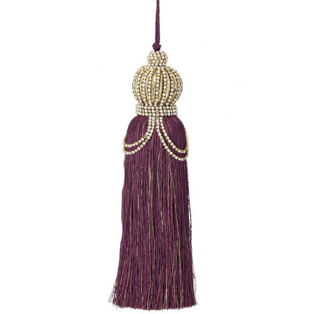 Purple tassel pearl ornament with a long swing.