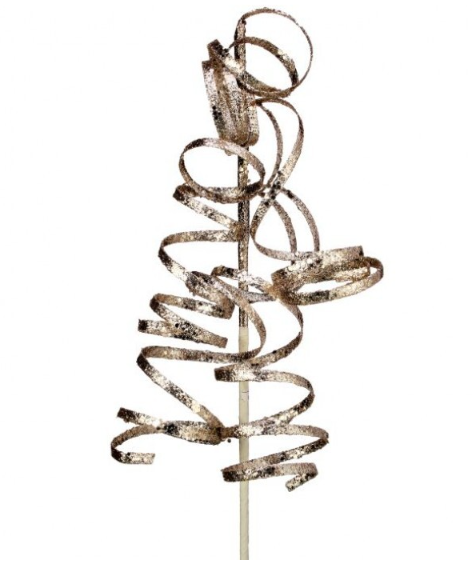 Champagne glittered curly spray, 26 inch, for Christmas decorating