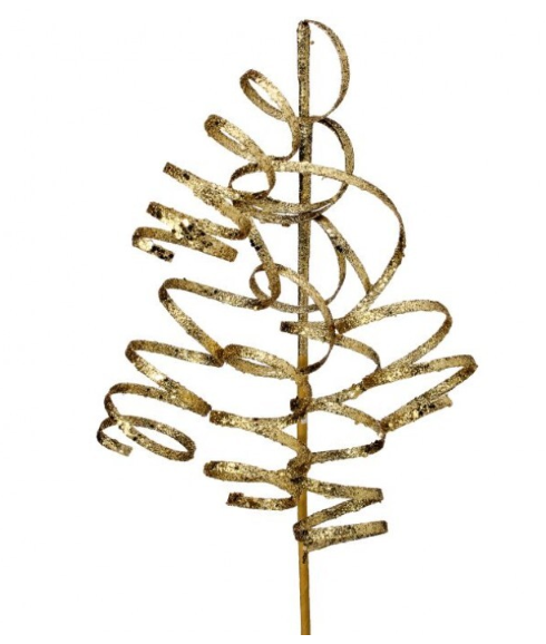 26" Gold Curly Spray Glittered