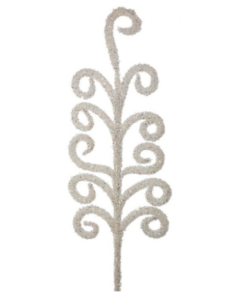 White acanthus stem with a glitter finish.