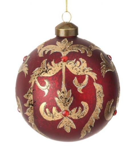 Burgundy glass ball ornament with a highlands finish.