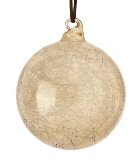 4" Tan Spun Glass Ball Ornament
