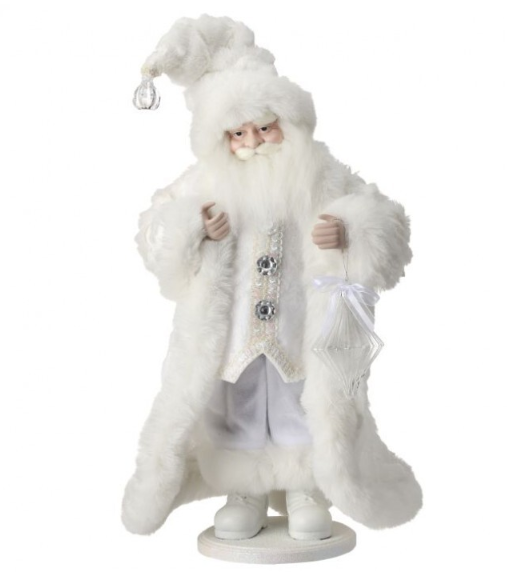21" Santa w/ Ornament Winter White Jeweled