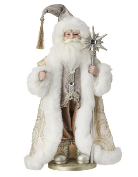21" Santa w/ Staff Ivory Champagne Jewel