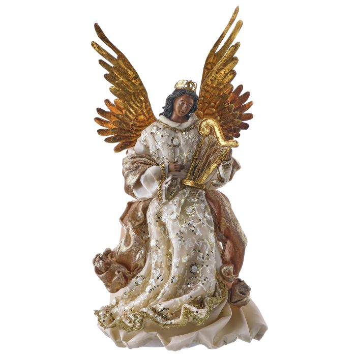 14 inch Angel Harp Regal Ivory Champagne