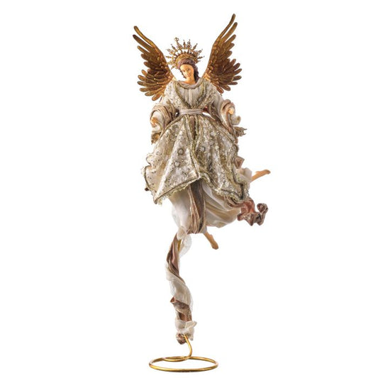 Ivory angel figurine with softly draped flowing fabric.