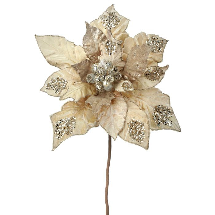 28 inch Grand Champagne Poinsettia Stem