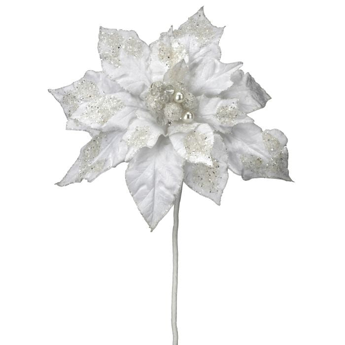 28 inch Fantasy White Poinsettia Stem