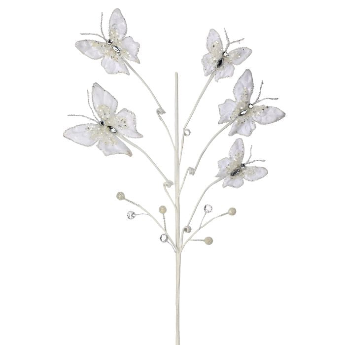 White butterfly garden spray with fluttering butterflies.