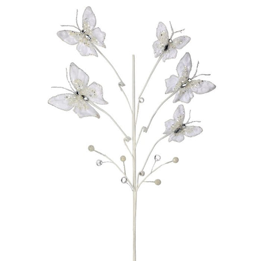 White butterfly garden spray with fluttering butterflies.