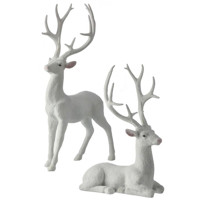 Set/2 Deer Flocked Frozen Forest