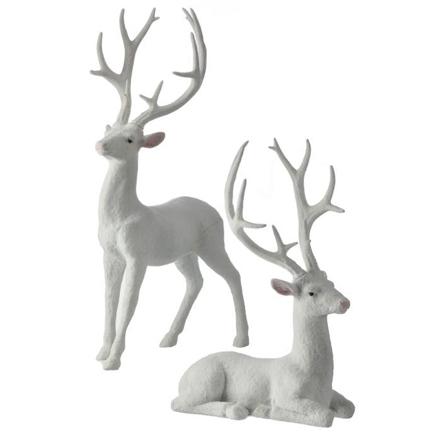 Set/2 Deer Flocked Frozen Forest