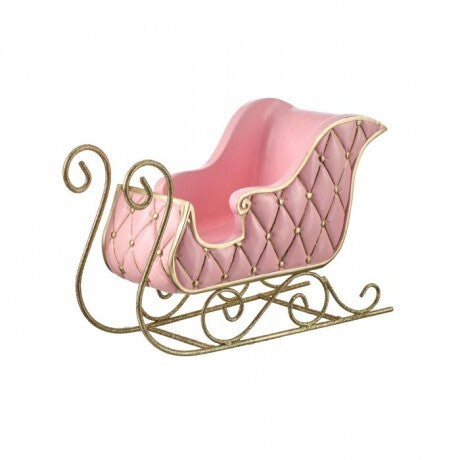12” Quilted Sleigh Resin Pink Champagne