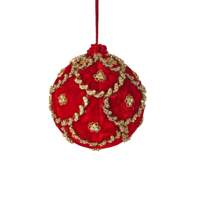 4 inch Red Jewel Velvet Ornament