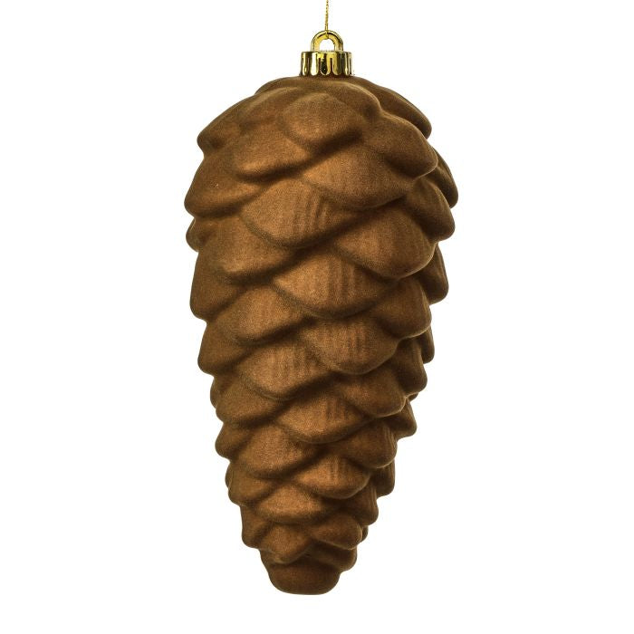 10 inch Brown Pinecone Flocked