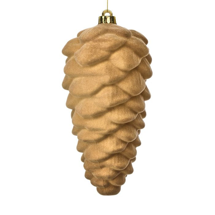 10 inch Tan Pinecone Flocked
