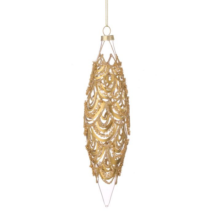 10 inch Gold Clear Glass Finial