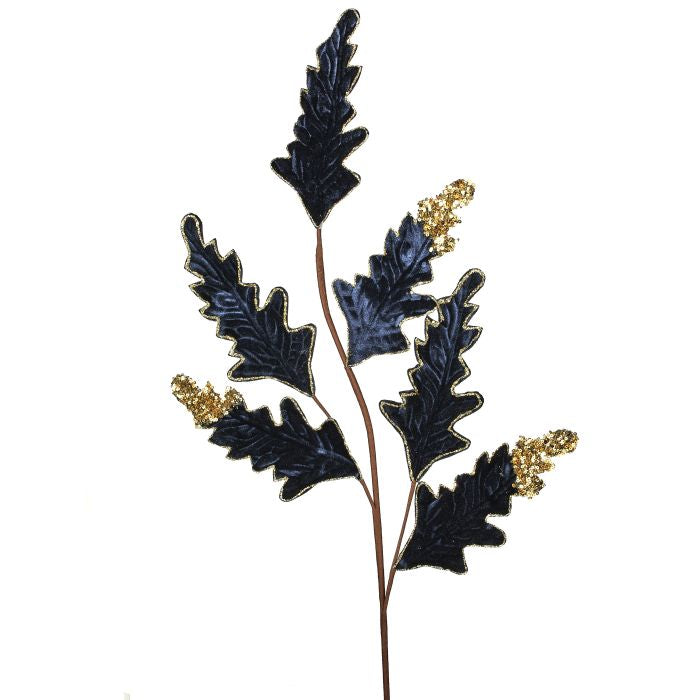 32" Midnight Blue Velvet Acanthus Spray