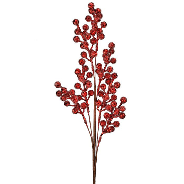 Red berry spray with a glitter finish.