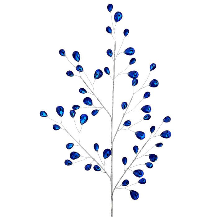 Blue jewel spray with gem-finished forms.