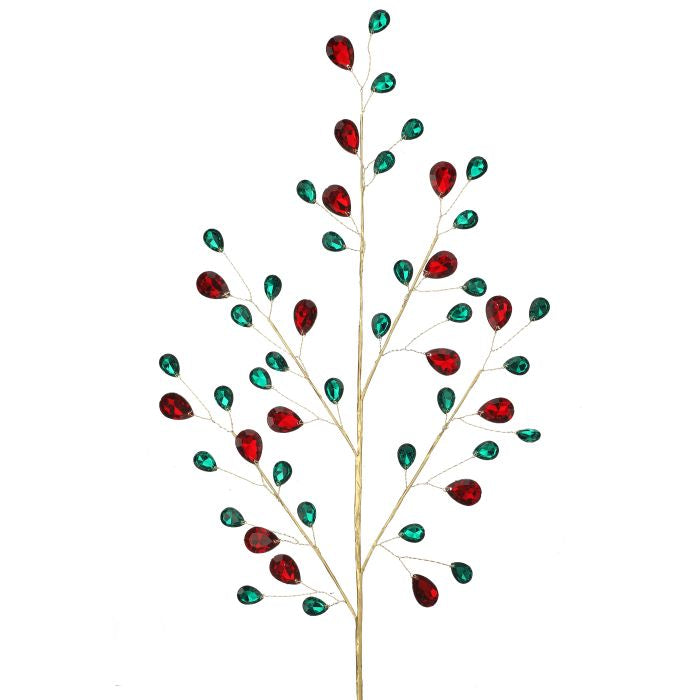 24 inch Green Red Jewel Spray