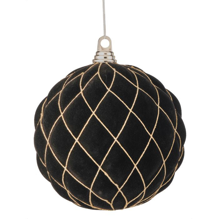 200mm Black Flocked Diamond Ball Ornament