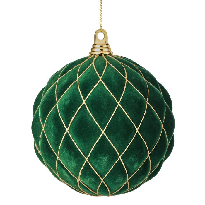 200mm Emerald Flocked Diamond Ball Ornament